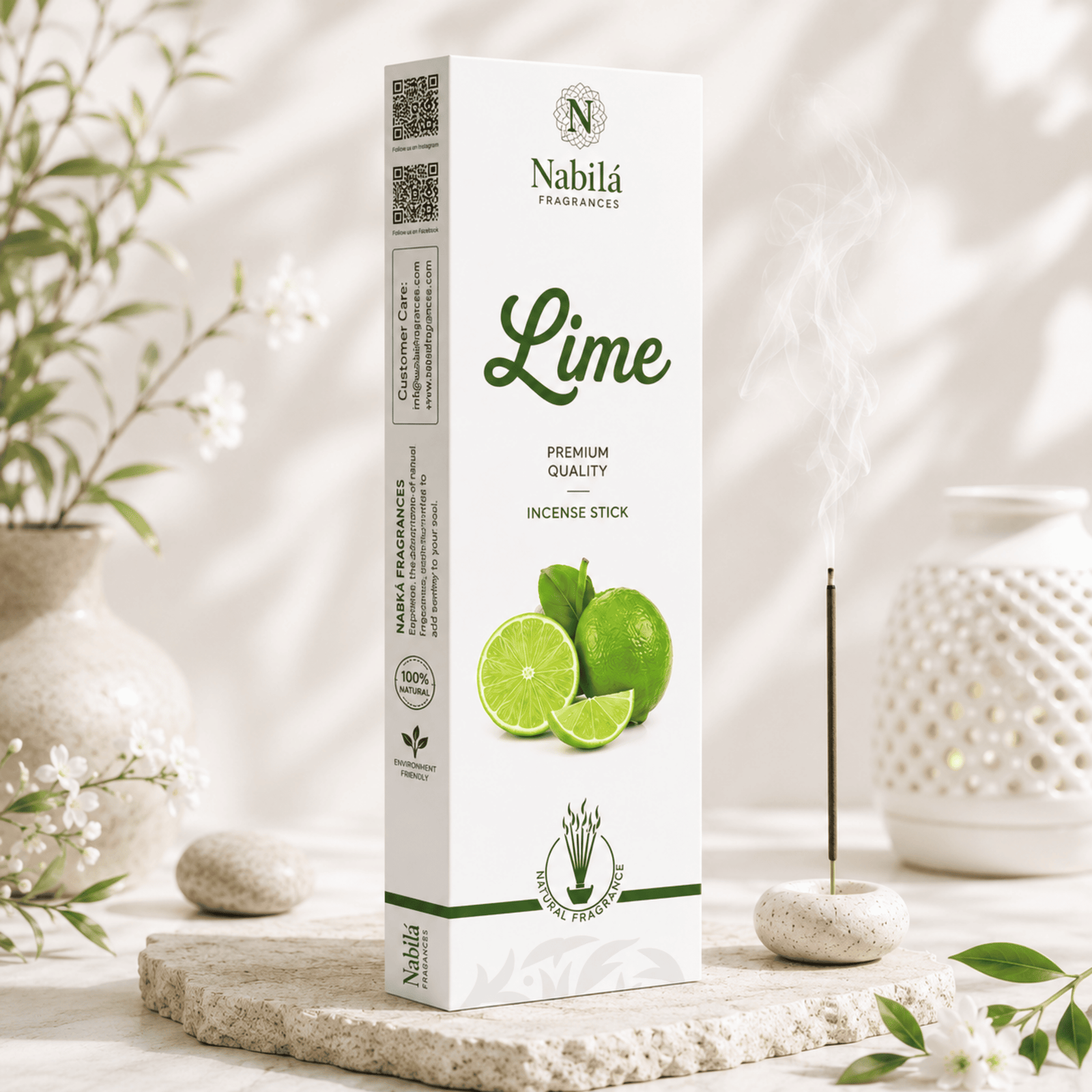 Nabila Fragrances Lime Citrus Incense Sticks – Premium Hand-Rolled Agarbatti