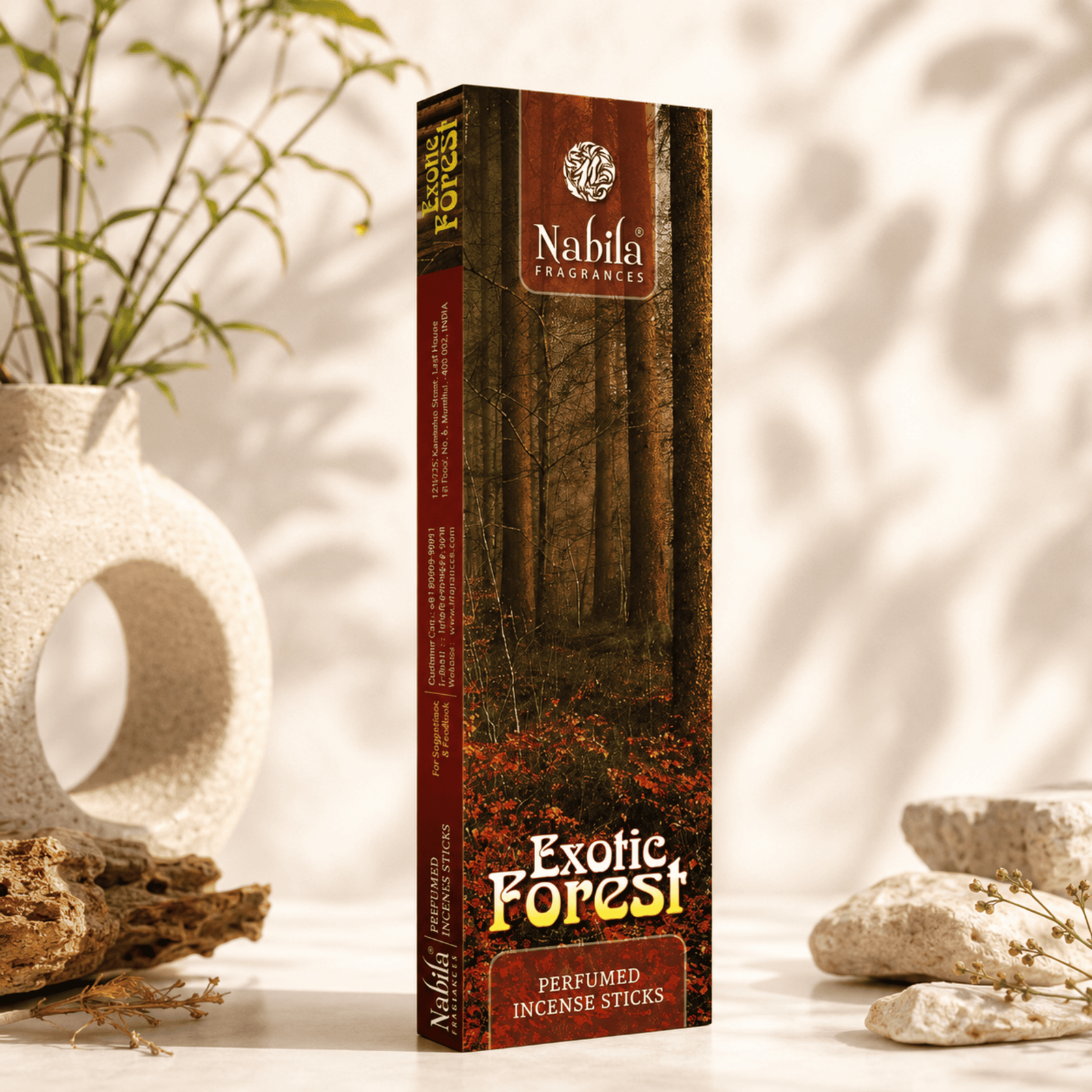 Nabila Fragrances Exotic Forest Woody Incense Sticks – Premium Hand-Rolled Agarbatti