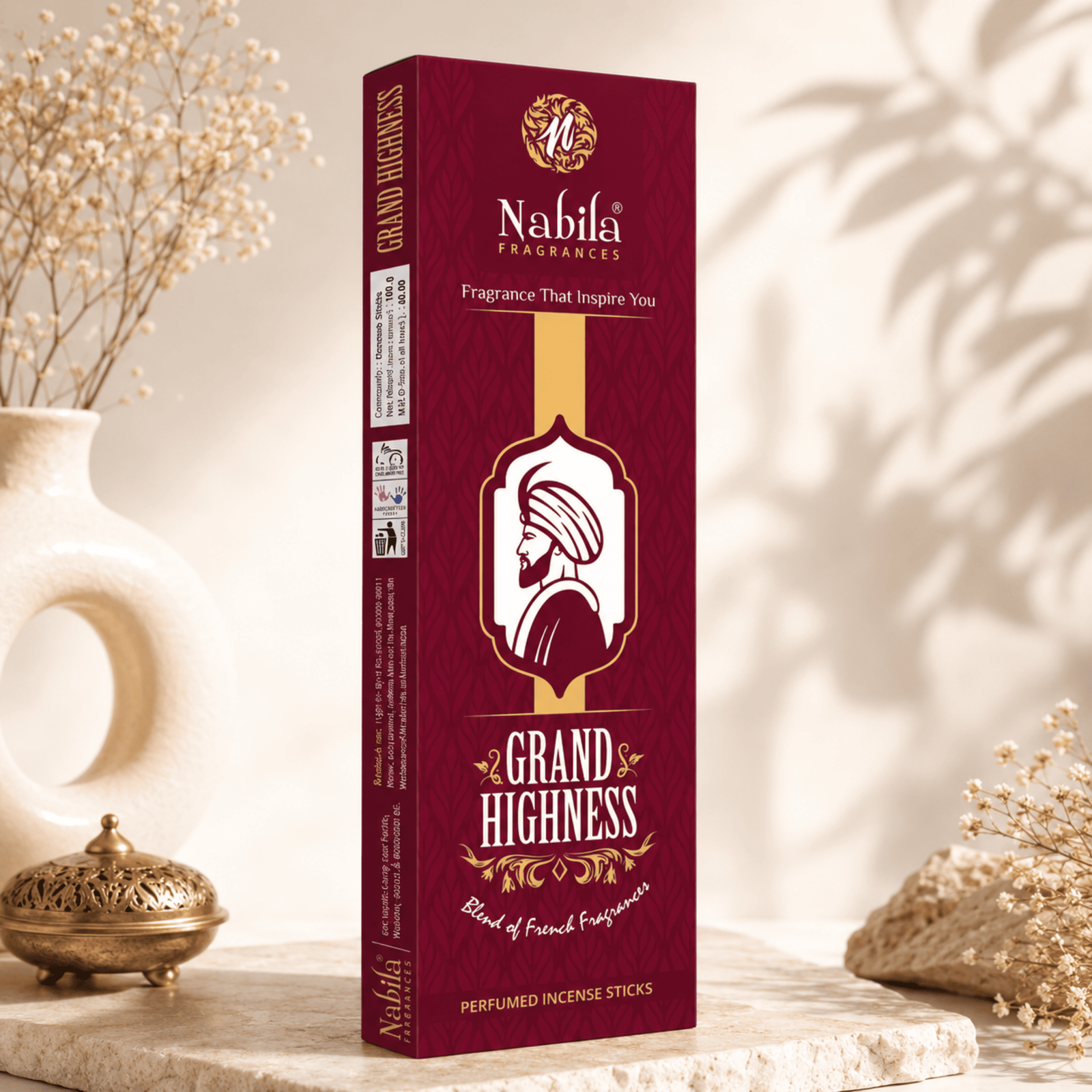 Nabila Fragrances Grand Highness Perfumed Incense Sticks – Premium Hand-Rolled Agarbatti