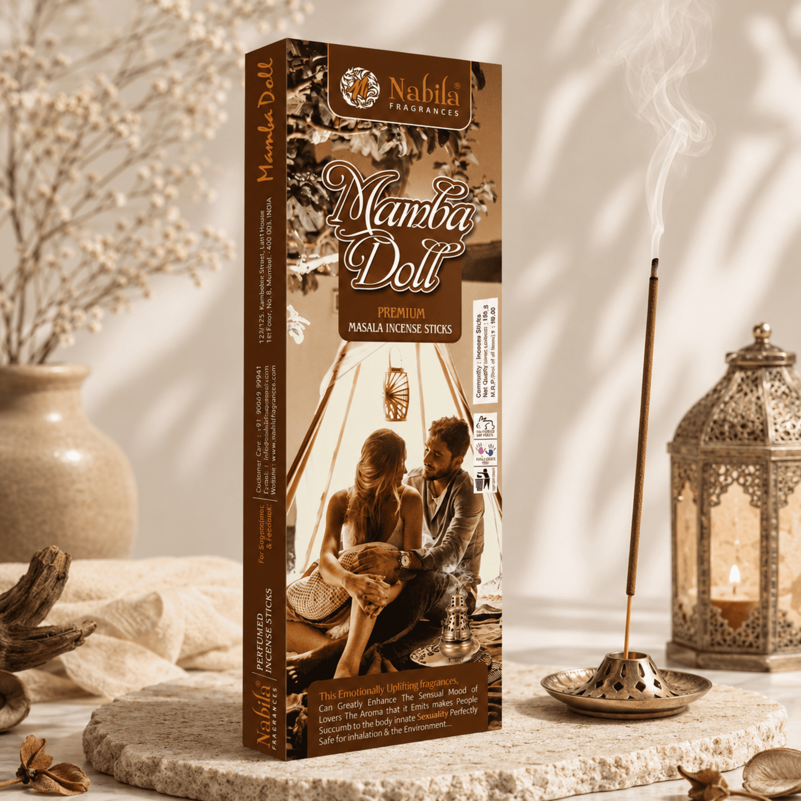 Nabila Fragrances Mamba Doll Sensual Masala Incense Sticks – Premium Hand-Rolled Agarbatti