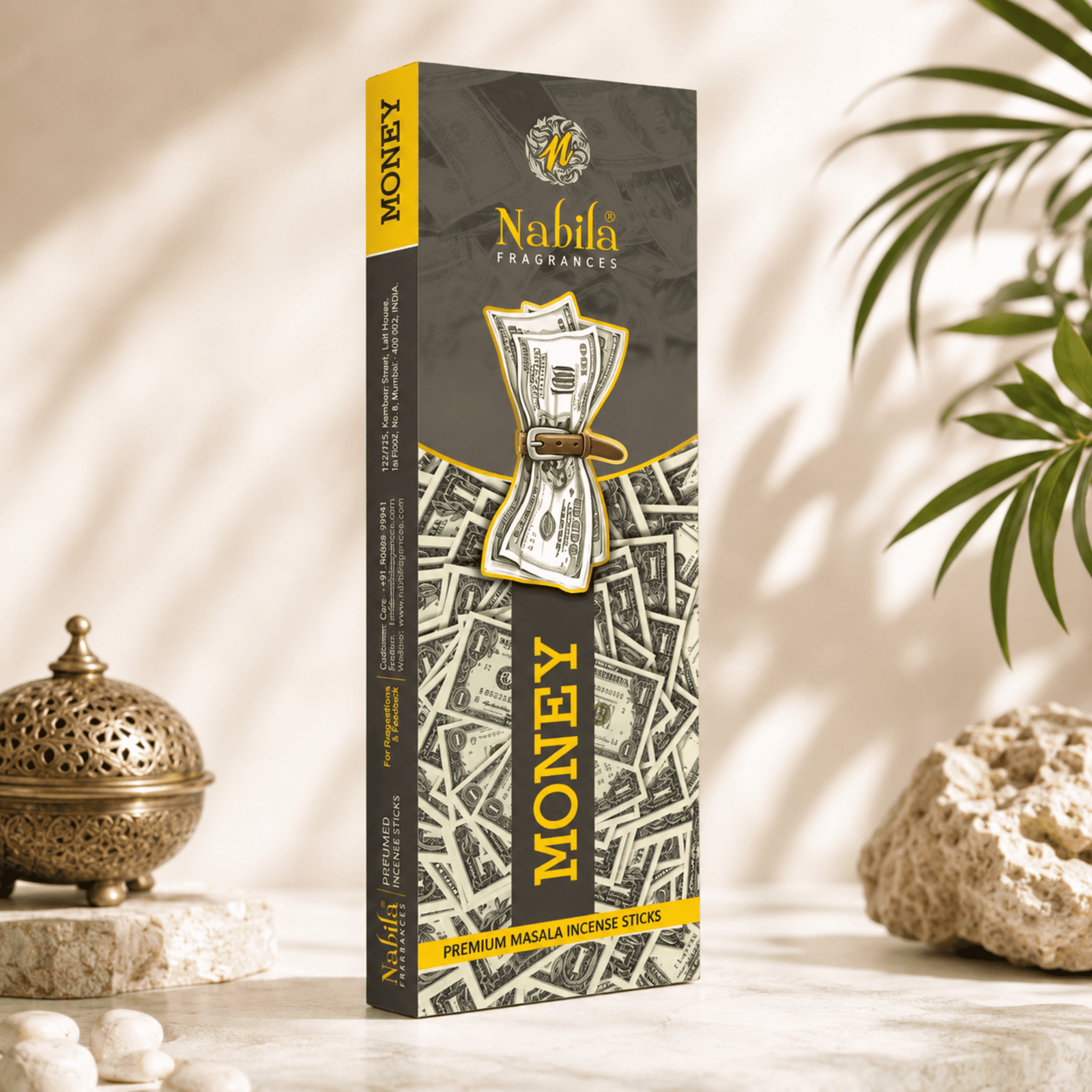 Nabila Fragrances Money Attraction Prosperity Masala Incense Sticks – Premium Hand-Rolled Agarbatti