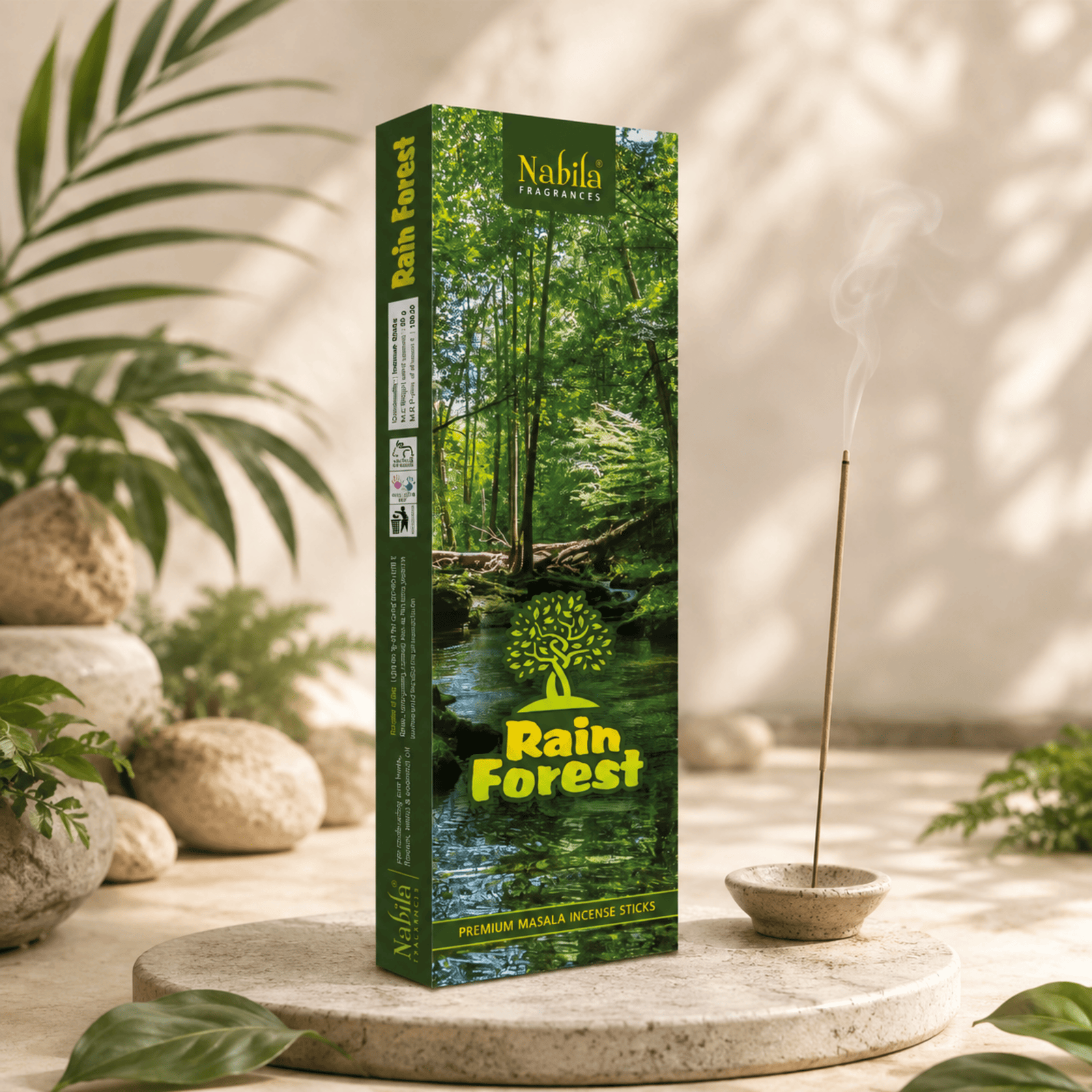 Nabila Fragrances Rain Forest Natural Masala Incense Sticks – Premium Hand-Rolled Agarbatti