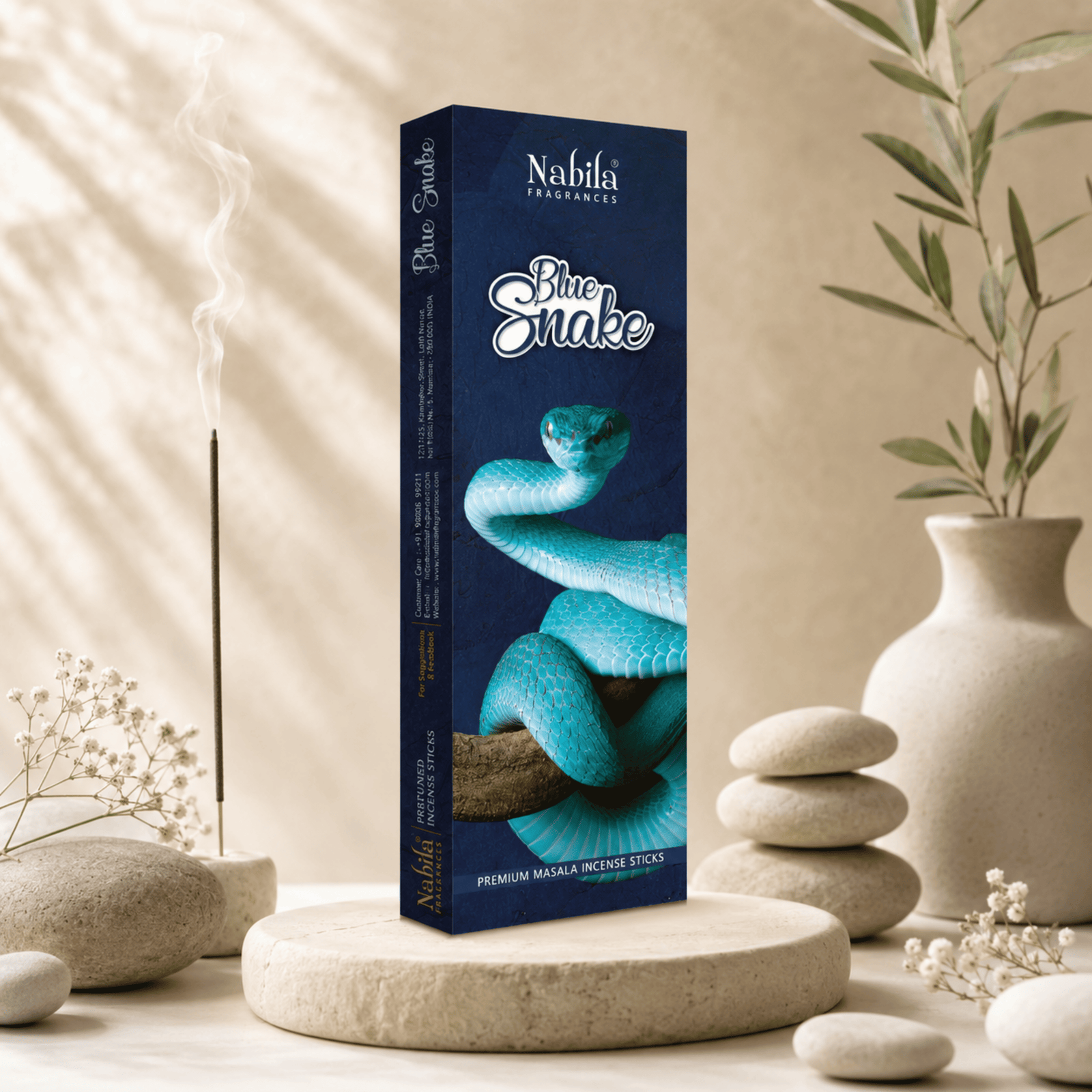Nabila Fragrances Blue Snake Perfumed Masala Incense Sticks – Premium Hand-Rolled Agarbatti