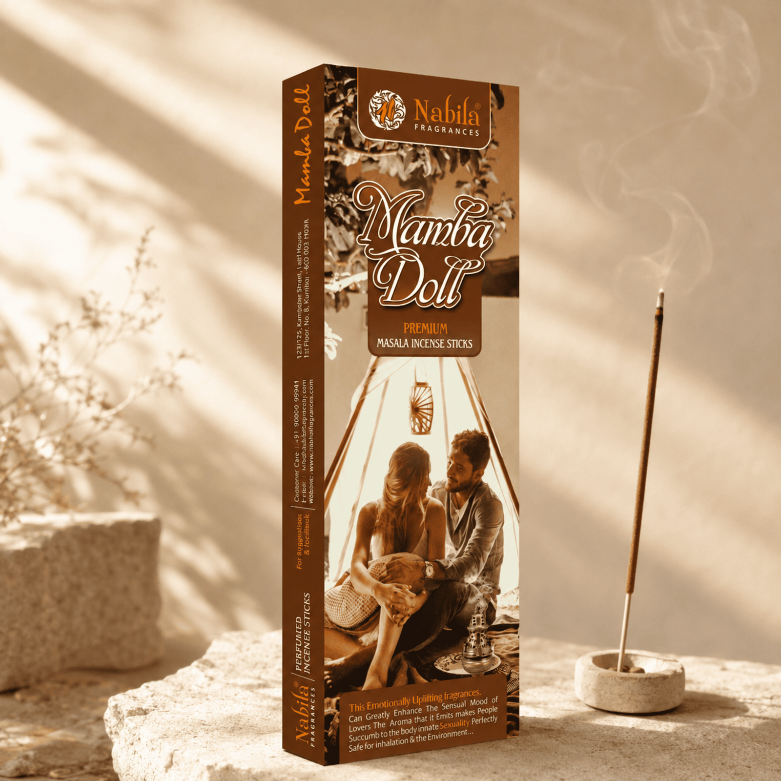 Nabila Fragrances Mamba Doll Sensual Luxury Masala Incense Sticks – Premium Hand-Rolled Agarbatti