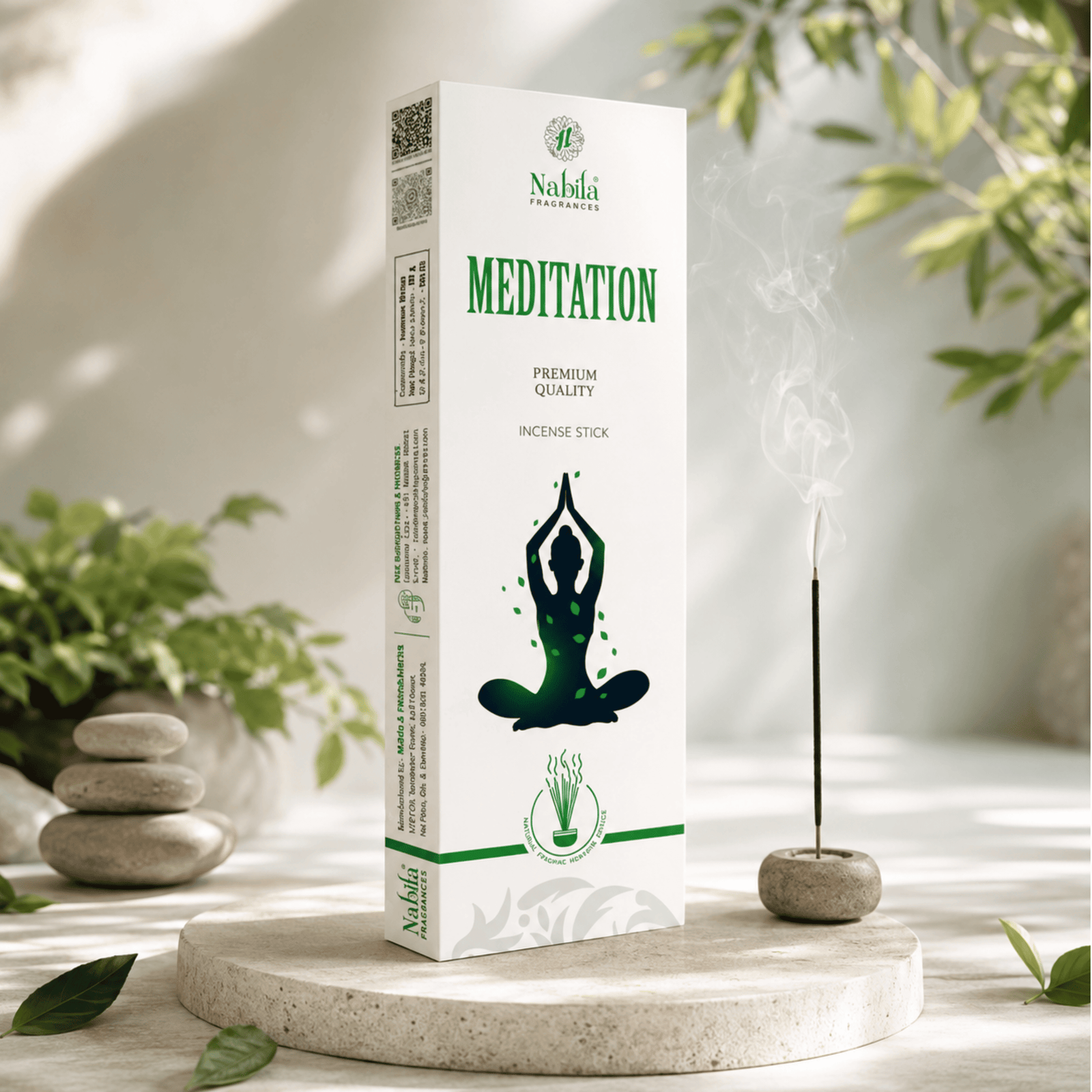 Nabila Fragrances Meditation Supreme Deep Focus Incense Sticks – Premium Hand-Rolled Agarbatti