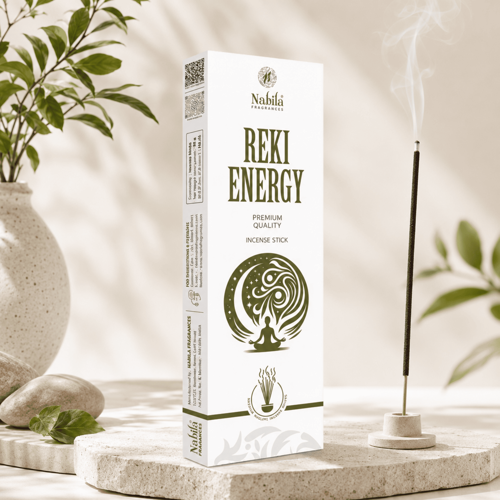 Nabila Fragrances Reiki Energy Holistic Healing Incense Sticks – Premium Hand-Rolled Agarbatti